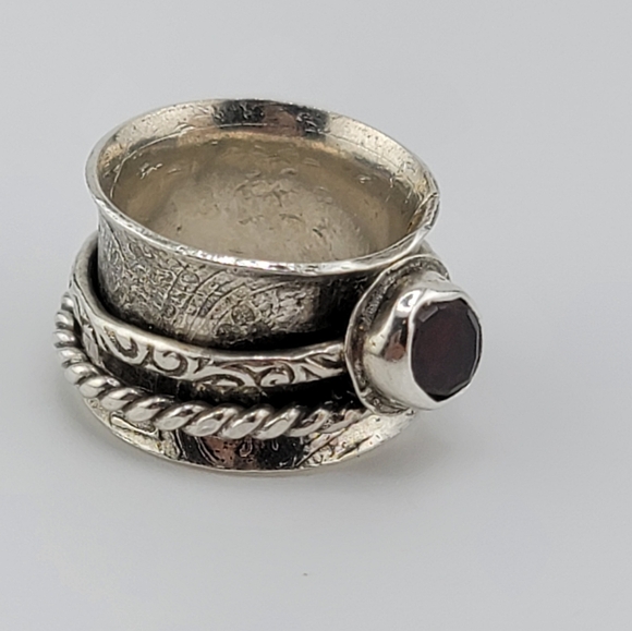 GARNET ANXIETY RELIEF RING HANDMADE IN STERLING SILVER SZ 6 - Picture 4 of 7